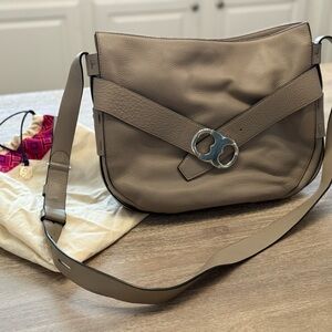 Tory Burch French Gray Gemini Belted Hobo Bag